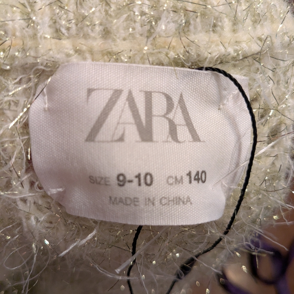 Zara Pale Green w/ Yellow & Black Metallic Threads Cropped Sweater - Picture 9 of 13